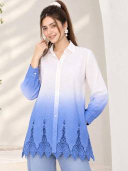 STIL-O-STITCH - Womens Cotton Blue Shirt
