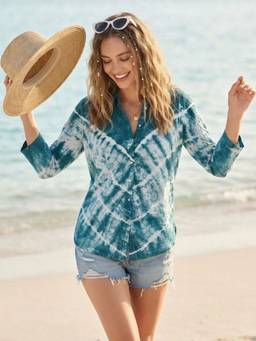 STIL-O-STITCH - Womens Cotton Teal Shirt