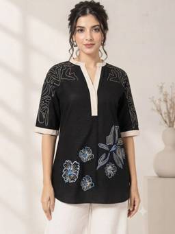 STIL-O-STITCH - Womens Cotton Black Shirt