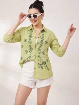STIL-O-STITCH - Womens Cotton Green Shirt