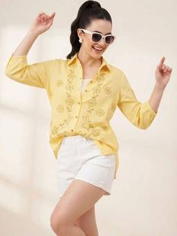STIL-O-STITCH - Womens Cotton Yellow Shirt