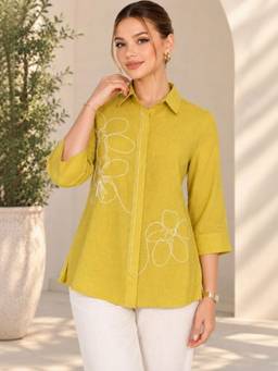 STIL-O-STITCH - Womens Cotton Yellow Shirt