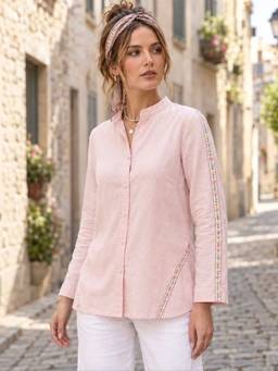 STIL-O-STITCH - Womens Cotton Pink Shirt
