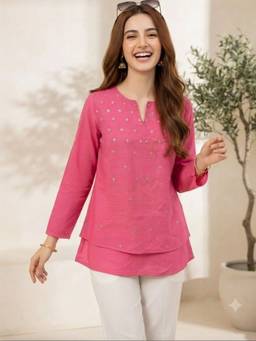 STIL-O-STITCH - Womens Chambray Pink Shirt