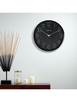 Titan - Metallic Black Wall Clock With Accent Second Hand