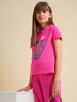 VERO MODA - Girl Graphic Print Boxy Pink T-Shirt