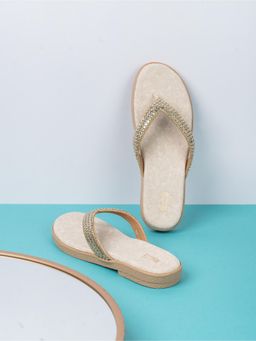 Inc.5 - Womens Cream Casual Embellished Flats