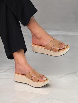 Monrow - Alice Beige Platform Sandal Heels