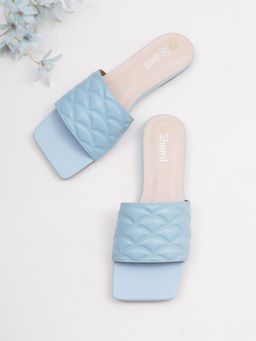 Sherrif Shoes - Women Blue Solid Square Toe Flats