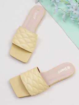 Sherrif Shoes - Women Yellow Solid Square Toe Flats