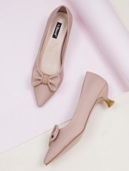 Sherrif Shoes - Nude Kitten Solid Pump Heels