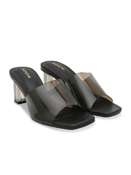 ROCIA - By Regal Black Women Vinyl Block Sandals Heels