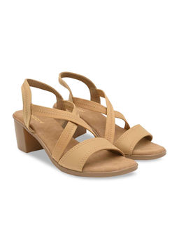 ROCIA - By Regal Beige Women Comfort Strappy Block Sandals Heels