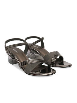 ROCIA - By Regal Gun Metal Women Shimmer Block Heel Sandals