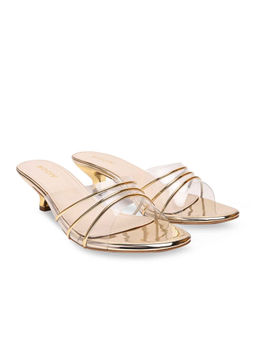 ROCIA - By Regal Gold Women Vinyl Kitten Sandals Heels