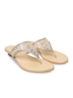 ROCIA - By Regal Gold Women Diamante Embellished Block Sandals Heels