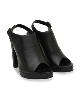 ROCIA - By Regal Black Women High Block Heels Sandals
