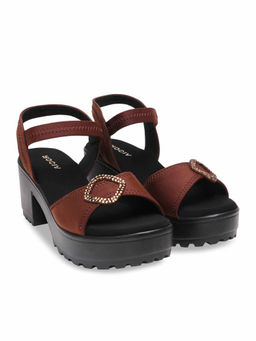 ROCIA - By Regal Brown Women Casual Block Heels Sandals