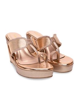 ROCIA - By Regal Rose Gold Women Fancy Wedges Heels Sandals