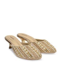ROCIA - By Regal Gold Women Embroidered Kitten Heel Mules