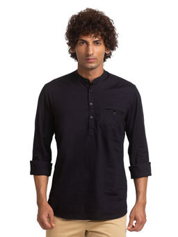 Parx - Slim Fit Solid Black Casual Shirt