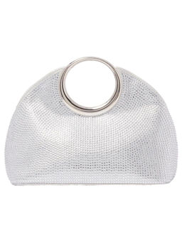 Forever New - Silver Rachel Round Handle Sparkle Clutch with Detachable Chain