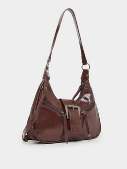 Styli - Brown Women Buckle Lock Detail Shoulder Bag