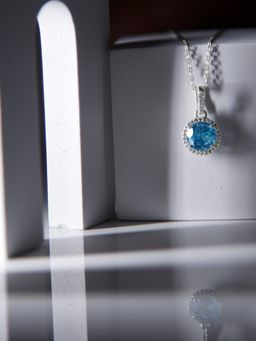 Velvet Imperial - 925 Sterling Silver Este Brilliant Cut Aqua Blue Pendant