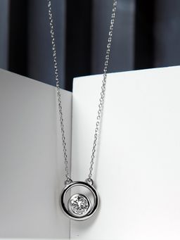 Velvet Imperial - 925 Sterling Silver Floating Solitaire Pendant