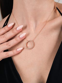 Velvet Imperial - 18k Rose Gold Plated Circle Of Sparkle Pendant