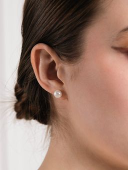 Velvet Imperial - 18k Gold Plated White Pearl Stud Earrings