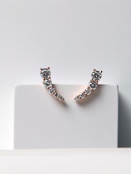 Velvet Imperial - Dainty Rose Gold Ear Stud Climbers Earrings