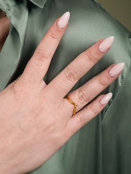 Velvet Imperial - Chevron Half Eternity Reverse Ring- 18k Gold Plated