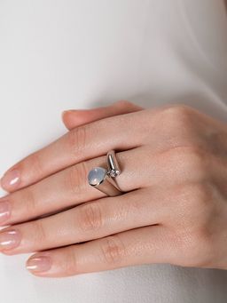 Velvet Imperial - 925 Sterling Silver Vintage Blue Chalcedony Ring