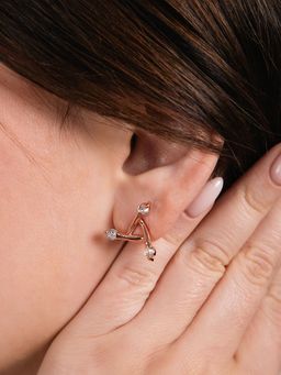 Velvet Imperial - 18K Rose Gold Plated El Trio Solitaire Stud Earrings