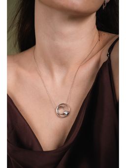 Velvet Imperial - 925 Sterling Silver Double Circle Love Solitaire Pendant