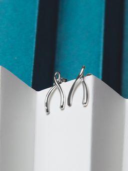 Velvet Imperial - A Symbol Of Hope And Aspiration Silver Wish Bone Stud Earrings