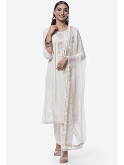 Biba - Off White Cotton Unstitched Suit (Set of 3)