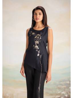 Kaveri - Black Vine Line Celine Top