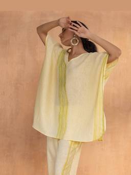 Kaveri - Yellow Brush Stroke Square Top