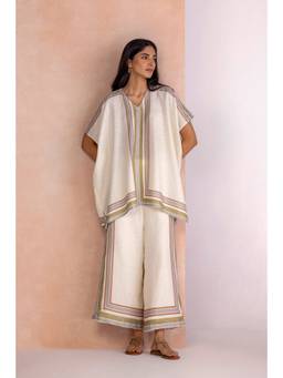 Kaveri - White Stripe Drama Square Top