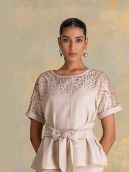Kaveri - Beige Crystal Rain Tina Top