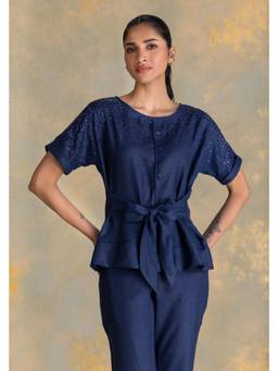 Kaveri - Navy Blue Crystal Rain Tina Top