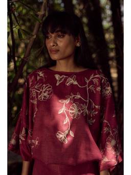 Kaveri - Maroon Bloomscape Sasha Top