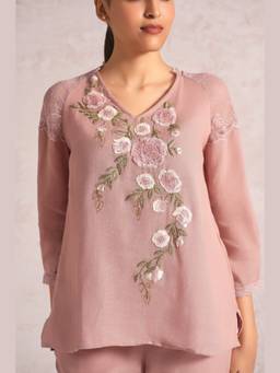 Kaveri - Pink Whimsical Garden Kismat Top
