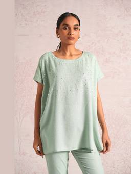 Kaveri - Blue Shimmer Strings Square Top