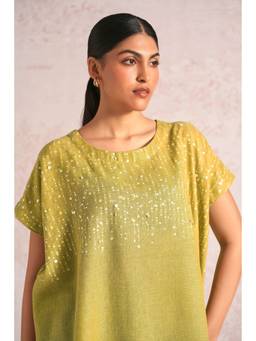 Kaveri - Olive Shimmer Strings Square Top