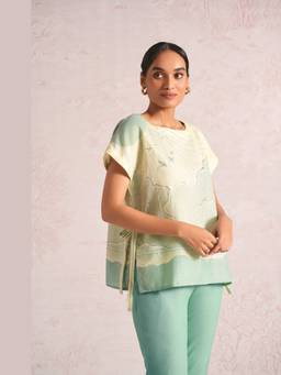 Kaveri - Green Silver Linning Zoya Top