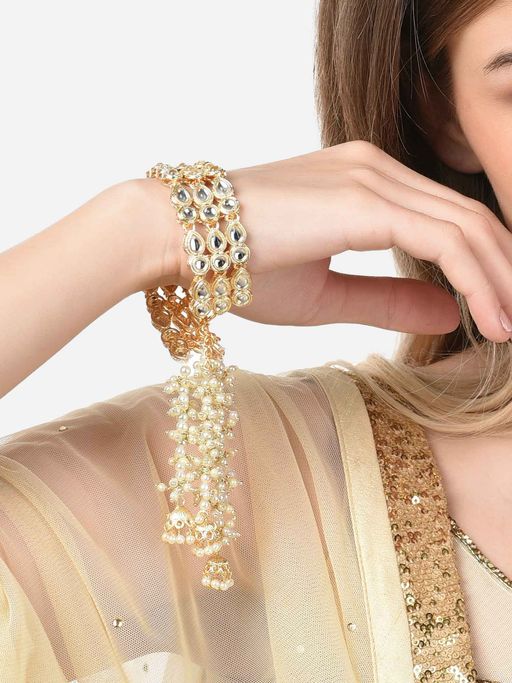 Zaveri Pearls Gold Tone Kundan Embellished Traditional Bracelet-ZPFK14743