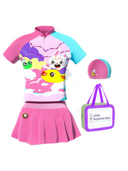 Little Surprise Box - Little Surprise Box,Shirt & Skirt Set Mint Pink Swimwear+Cap UPF50+,With Free Wash Bag